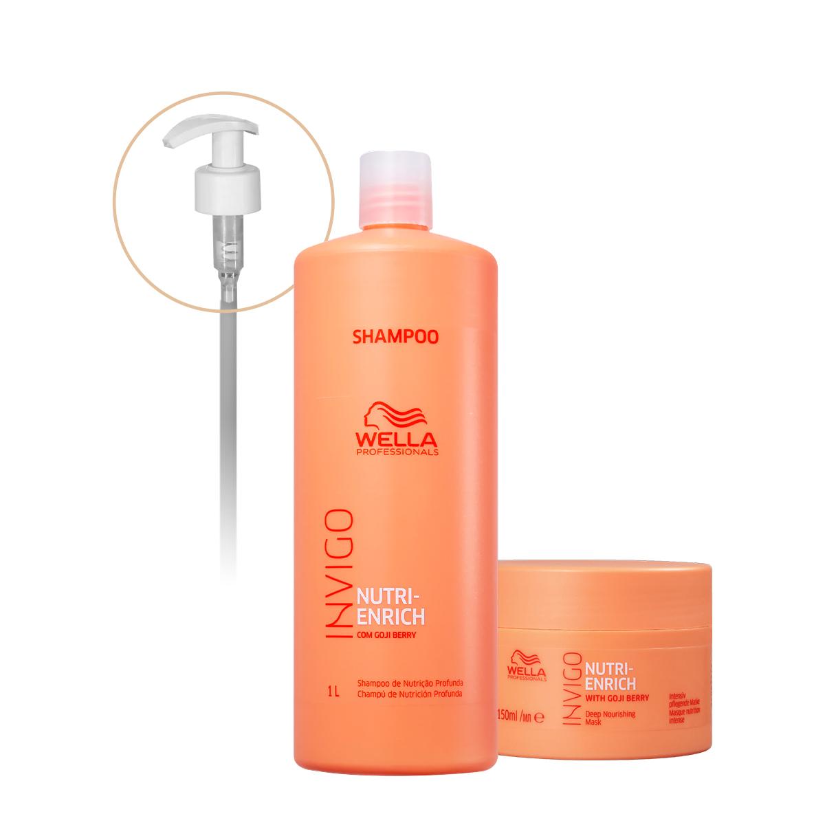 Kit Wella Professionals Nutri-Enrich Shampoo Máscara 150 Válvula Pump (3 produtos) - 1