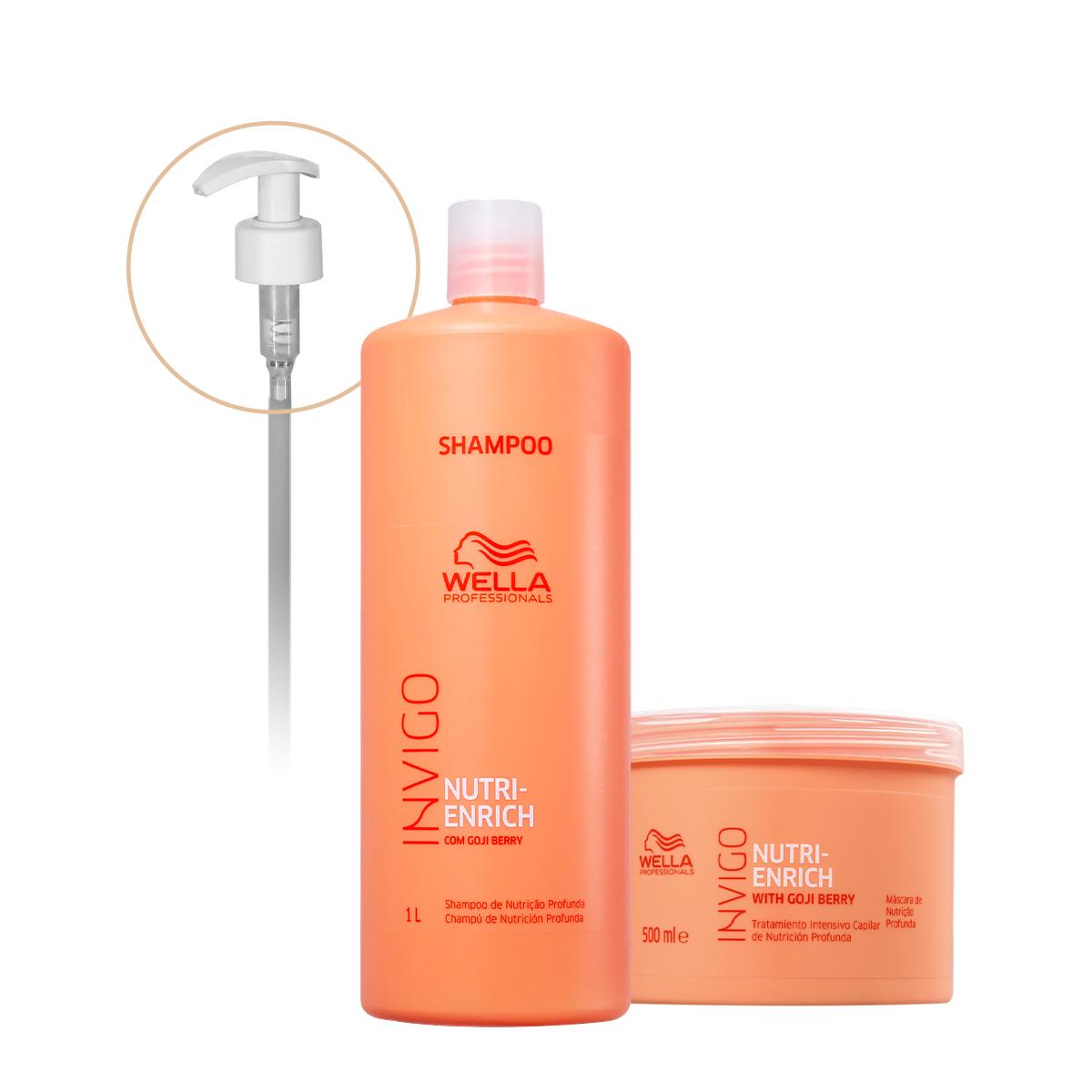 Kit Wella Professionals Nutri-Enrich Shampoo Máscara Válvula Pump (3 produtos) - 1