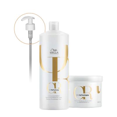 Kit Wella Professionals Oil Reflections Shampoo Máscara Válvula Pump (3 produtos)