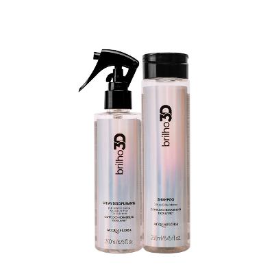 Kit Acquaflora Brilho 3D Shampoo Spray Disciplinante (2 produtos)