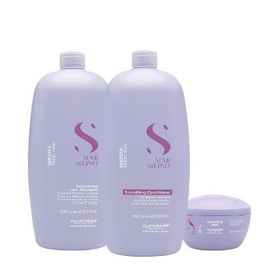 Kit Alfaparf Semi di Lino Smooth - Cuidado Profissional Anti-Frizz (3 produtos)