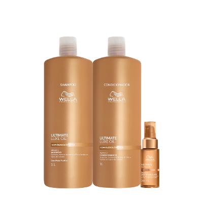 Kit Wella Professionals Ultimate Luxe Oil Shampoo Condicionador e Óleo P (3 produtos)