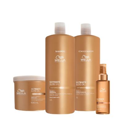 Kit Wella Professionals Ultimate Luxe Oil Shampoo Condicionador Máscara e Óleo (4 produtos)