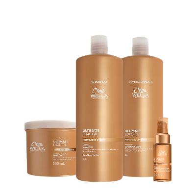Kit Wella Professionals Ultimate Luxe Oil Shampoo Condicionador Máscara e Óleo P (4 produtos)
