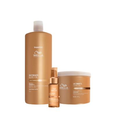 Kit Wella Professionals Ultimate Luxe Oil Shampoo Máscara e Óleo P (3 produtos)
