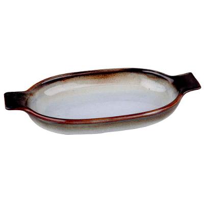 Travessa Oval com Alça L`Hermitage em Cerâmica Branca - 24 cm