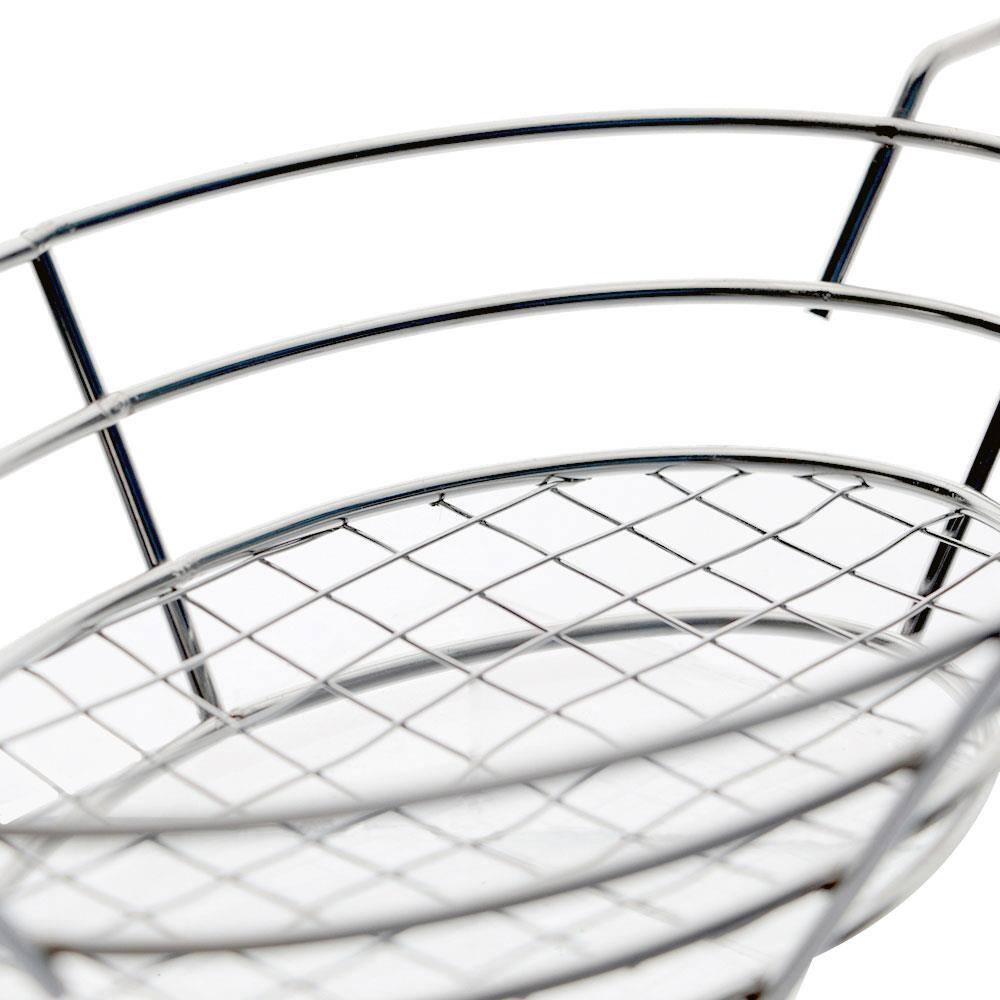 Cesta Oval Dynasty Fry em Aço Inox com 2 Molheiras - Prata - 3