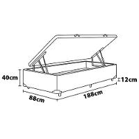 Base Box de Solteiro Portobel Noah com Baú e Revestimento em Tecido Poliéster 35x88x188cm - Marrom - 3