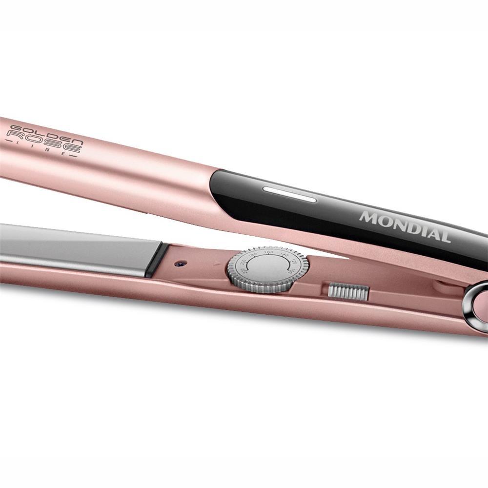 Chapinha | Prancha Mondial Golden Rose P20 Cerâmica 220°C com Emissão de Íons e Cabo Giratório Rosa - Bivolt - 2