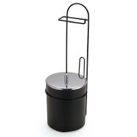 Suporte de Chão para Papel Higiênico com Lixeira Arthi Linha Black 2518 em Aço Carbono - 1