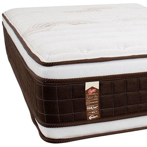 Colchão de Solteiro Castor Sellect P Double com Molejo Tecnopedic, Euro Pillow e Revestimento em Malha 34x88x188cm - Marrom/Bege - 3