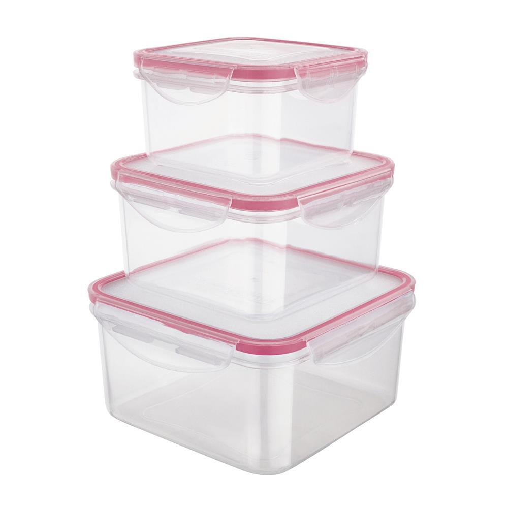 Conjunto de Potes Herméticos Quadrados Euro Home PLA3666-VM em Plástico – 3 Peças - 1