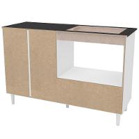 Balcão para Cooktop de 4 Bocas Politorno Cidra com Nicho para Micro-ondas, 3 Portas e 1 Gaveta - Branco/Preto - 7