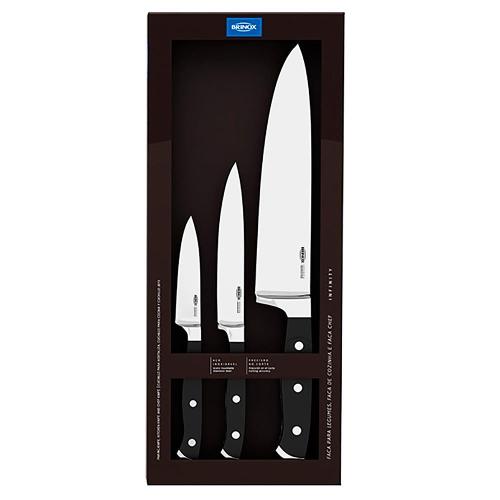 Conjunto de Facas Brinox em Aço Inox e ABS Infinity – 3 Peças