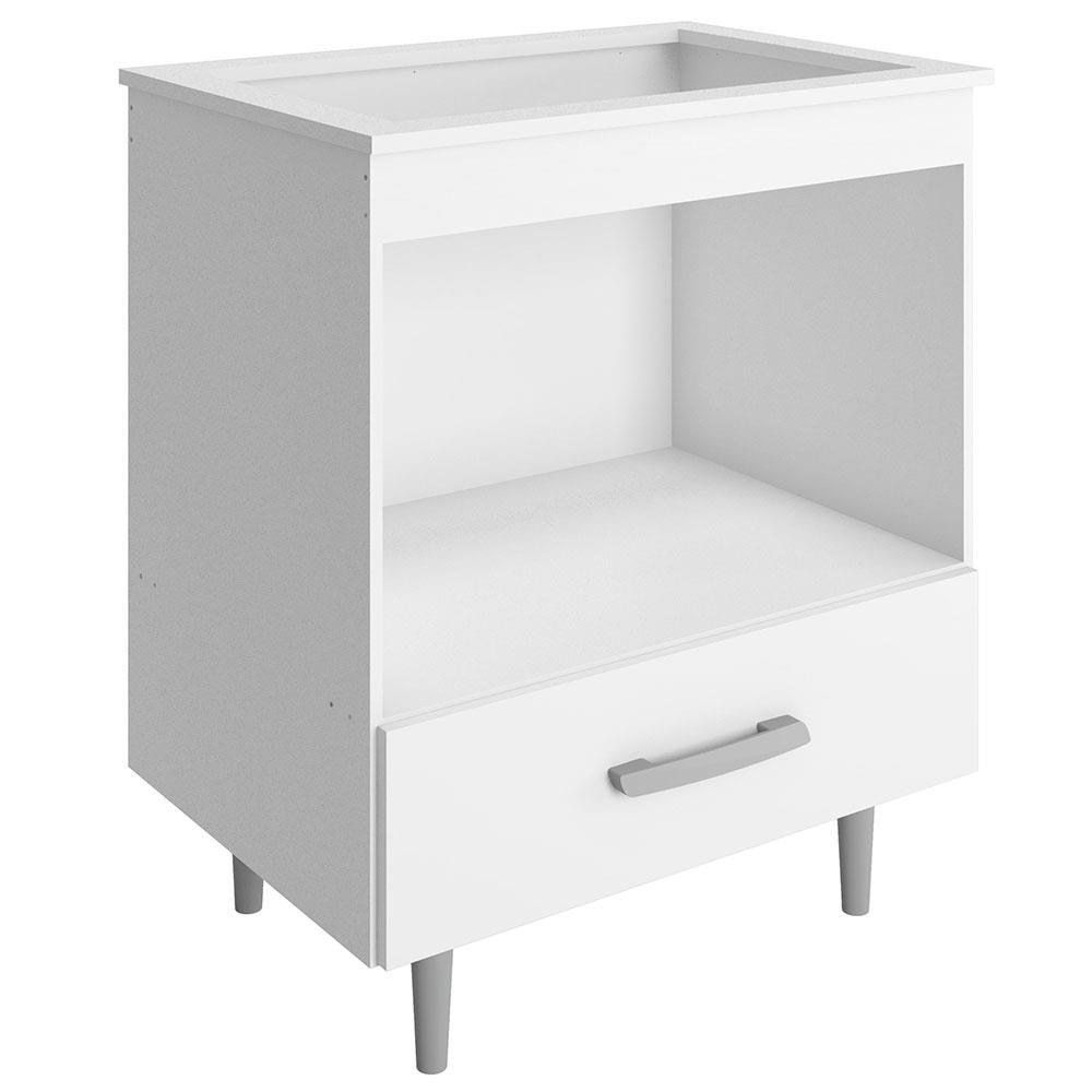 Balcão para Cooktop 4 Bocas Poliman Alecrim com Nicho para Micro-ondas e 1 Gaveta - Branco - 2