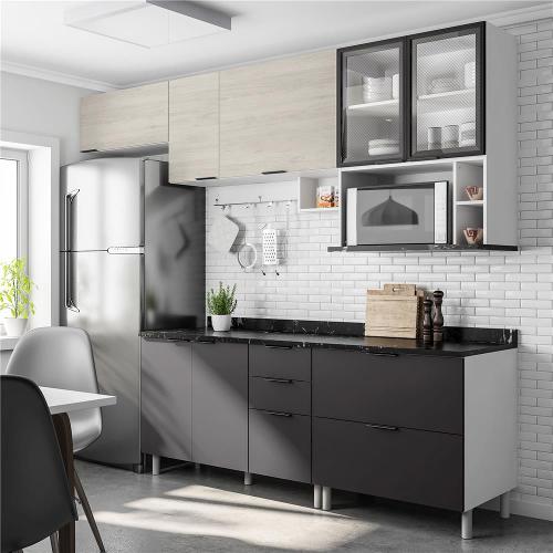 Cozinha Completa Bartira Rubi com 7 Portas e 5 Gavetas - 280cm de largura