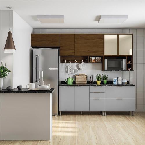 Cozinha Completa Bartira Rubi com 7 Portas e 5 Gavetas - 280cm de largura