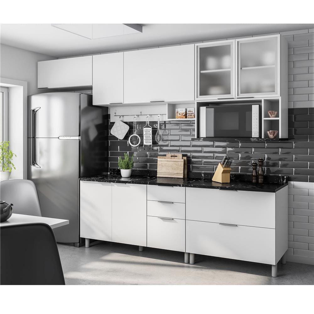 Cozinha Completa Bartira Rubi com 7 Portas e 5 Gavetas - 280cm de largura - 1