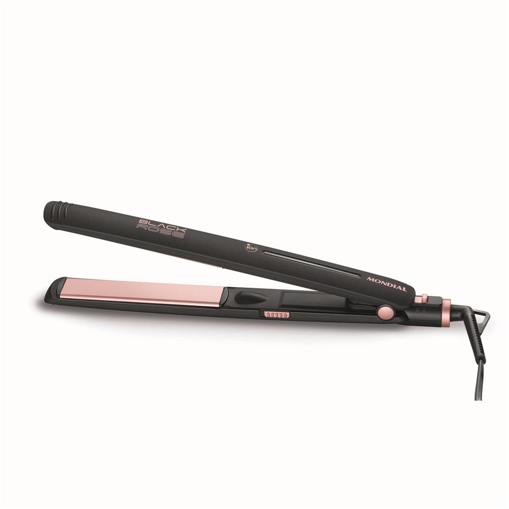 Chapinha | Prancha Mondial P-27 com Chapas de Cerâmica 220°C com Emissão de Íons Black Rose - Bivolt - 1