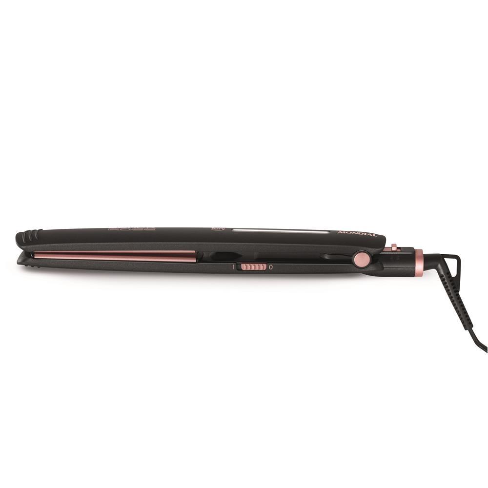 Chapinha | Prancha Mondial P-27 com Chapas de Cerâmica 220°C com Emissão de Íons Black Rose - Bivolt - 2