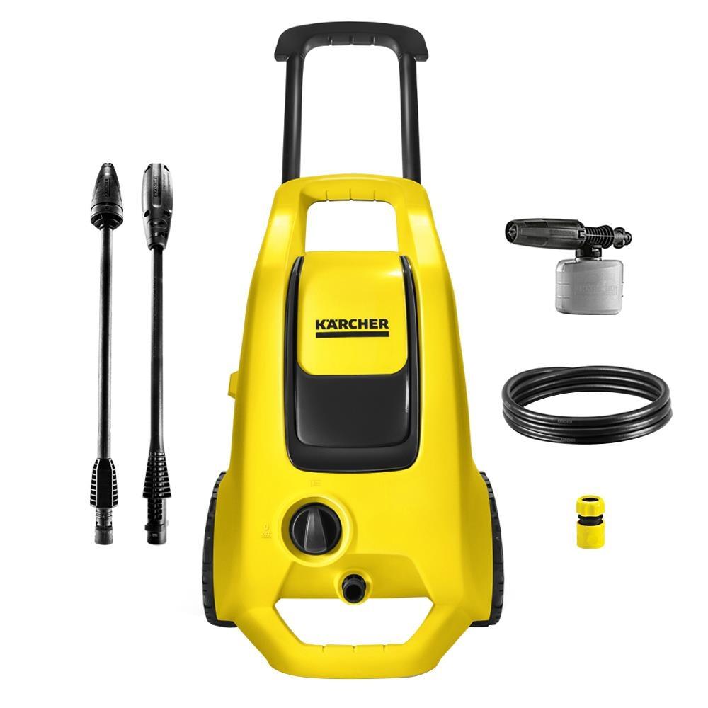 Lavadora de Alta Pressão Karcher K3 Force Turbo 1815psi com Rodas, Alça Retrátil e Canhão de Espuma - Preta/Amarela - 1