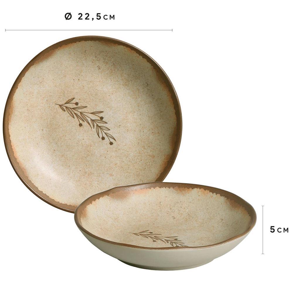 Conjunto com 6 Pratos Fundos Porto Brasil Nativa em Bio Stoneware 22,5cm – Cinza - 3