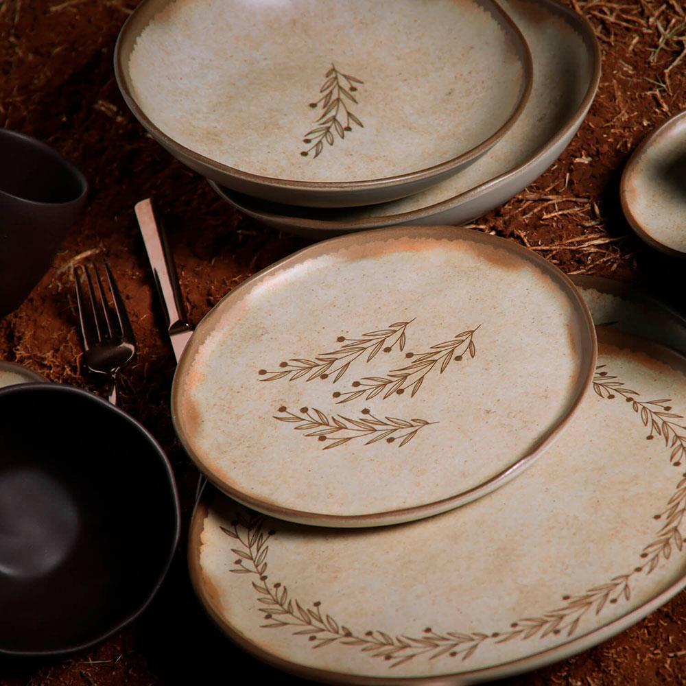 Conjunto com 6 Pratos Fundos Porto Brasil Nativa em Bio Stoneware 22,5cm – Cinza - 5