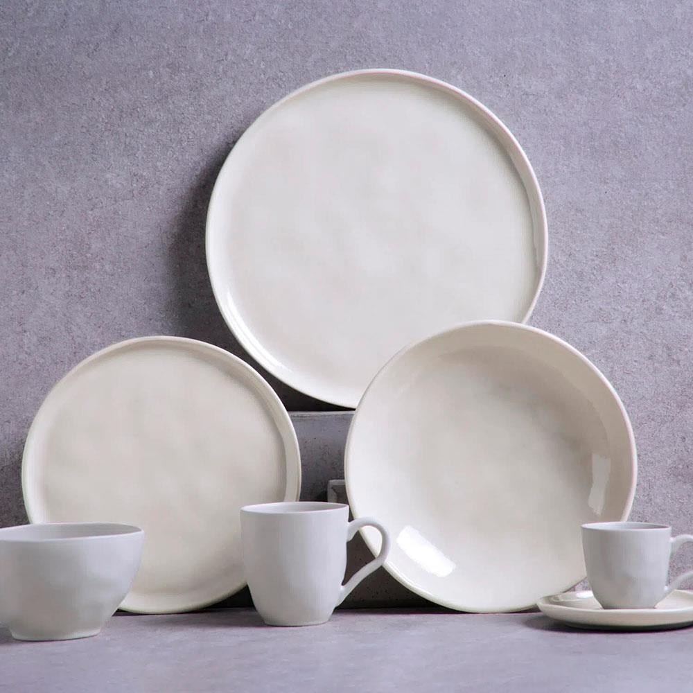 Conjunto com 6 Pratos Rasos Porto Brasil Clay em Cerâmica Stoneware 27,5 cm - Areia - 2