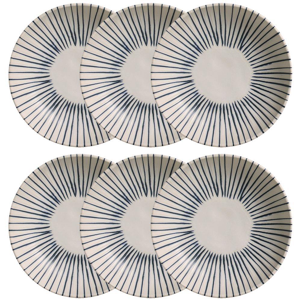 Conjunto com 6 Pratos Fundos Porto Brasil Bio Elemento em Stoneware 22,5 cm – Cinza - 1