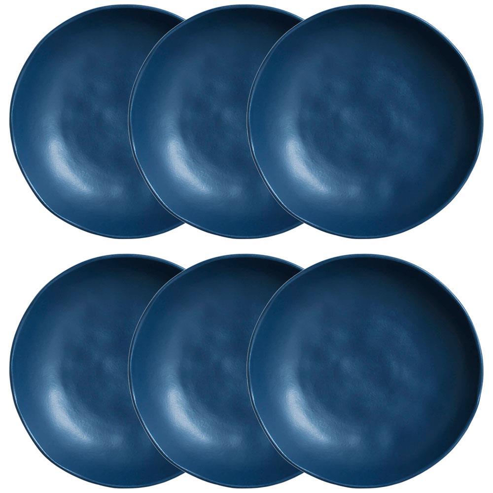 Conjunto com 6 Pratos Fundos Porto Brasil Bio Boreal em Stoneware 22,5 cm – Azul - 1