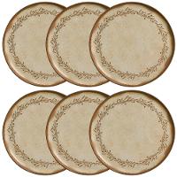 Conjunto com 6 Pratos Rasos Porto Brasil Bio Nativa em Stoneware 27,5 cm – Cinza - 1