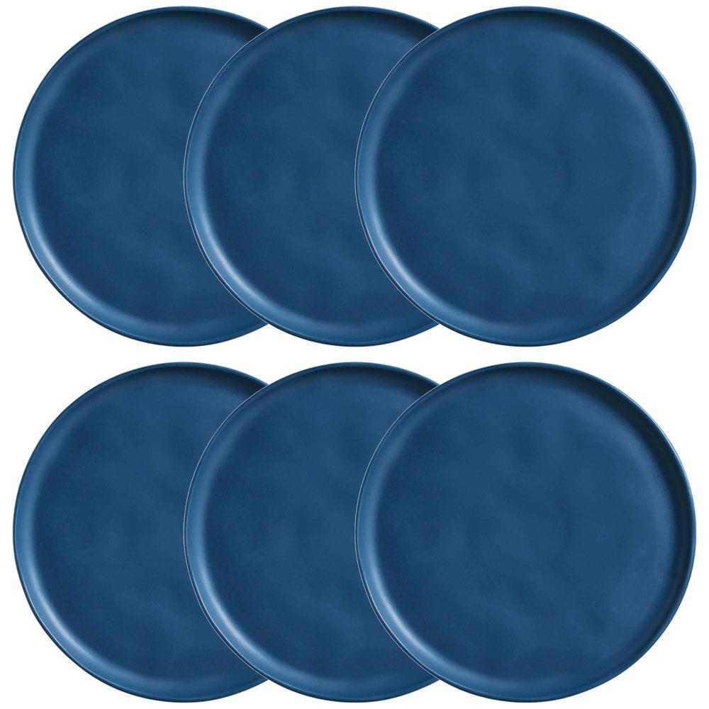 Conjunto com 6 Pratos Rasos Porto Brasil Bio Boreal em Stoneware 27,5 cm – Azul - 1