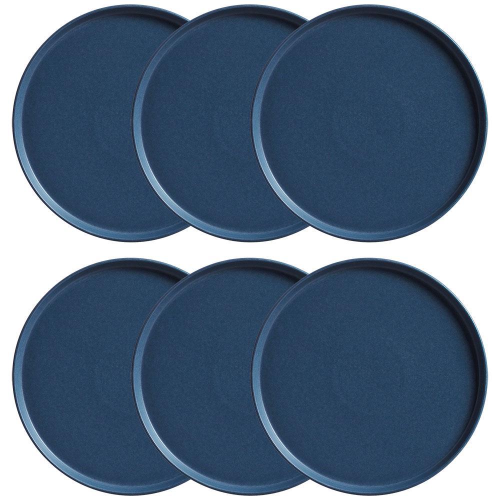 Conjunto com 6 Pratos Rasos Porto Brasil Neo Boreal em Stoneware 27 cm - Azul - 1