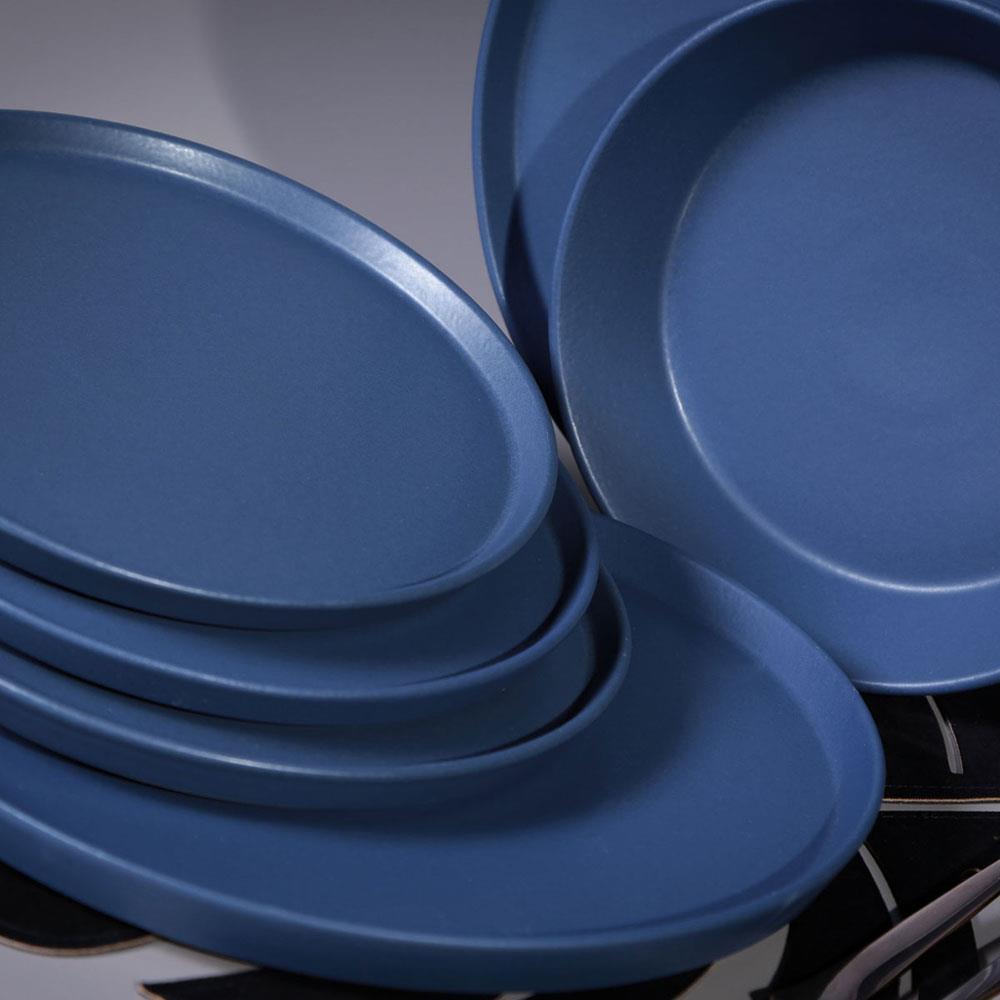 Conjunto com 6 Pratos Rasos Porto Brasil Neo Boreal em Stoneware 27 cm - Azul - 5
