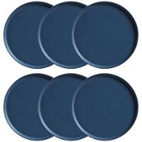 Conjunto com 6 Pratos Rasos Porto Brasil Neo Boreal em Stoneware 27 cm - Azul - 1
