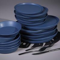 Conjunto com 6 Pratos Rasos Porto Brasil Neo Boreal em Stoneware 27 cm - Azul