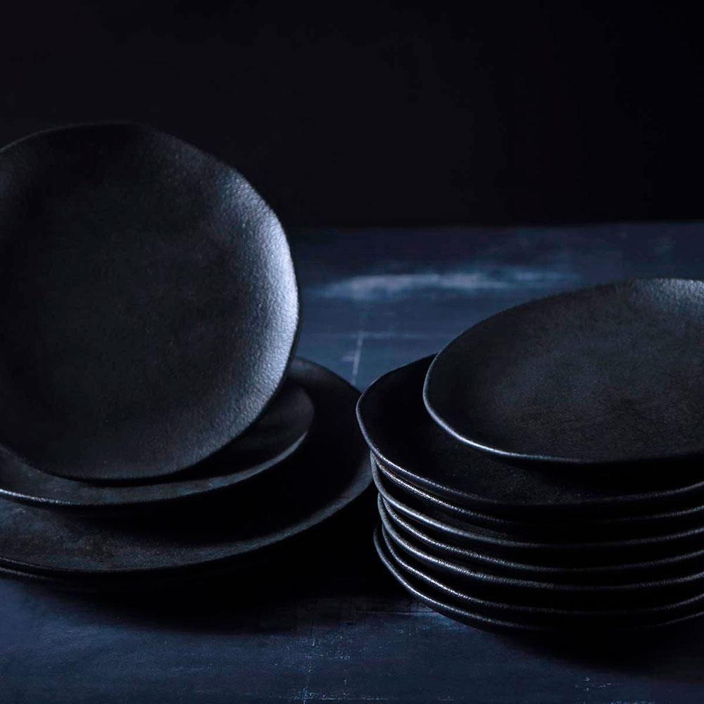 Conjunto com 6 Pratos Rasos Porto Brasil Orgânico Carbon em Stoneware 26,5cm – Preto - 4