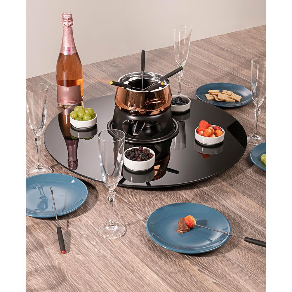 Centro de Mesa Giratório Forma F.Collection em Vidro Preto - 60 cm - 2