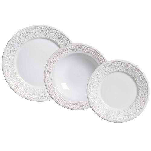 Aparelho de Jantar 18 Peças Porto Brasil Madeleine em Cerâmica Feldspática - Branco