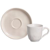 Conjunto com 6 Xícaras e Pires para Café Porto Brasil Bio Stoneware Clay Areia - 120 ml - 2