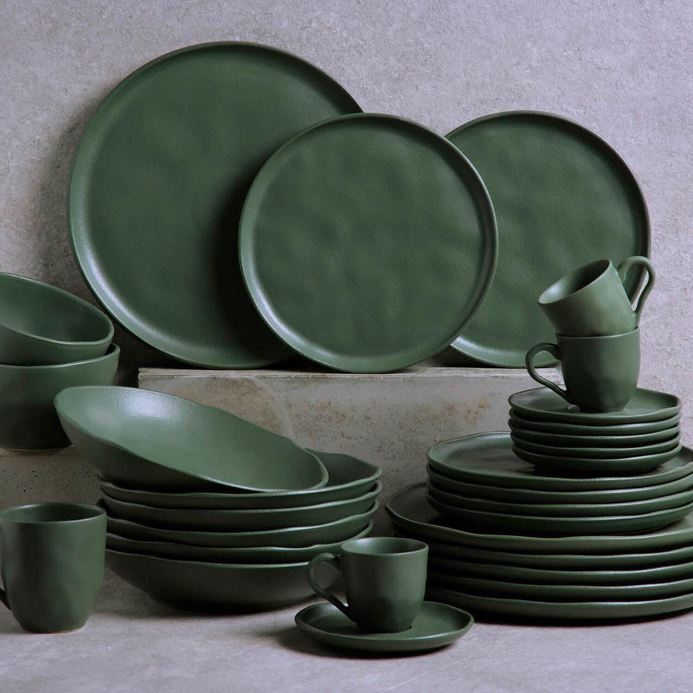 Conjunto com 6 Xícaras e Pires para Café Porto Brasil Bio Leaf em Stoneware Verde - 120 ml - 3