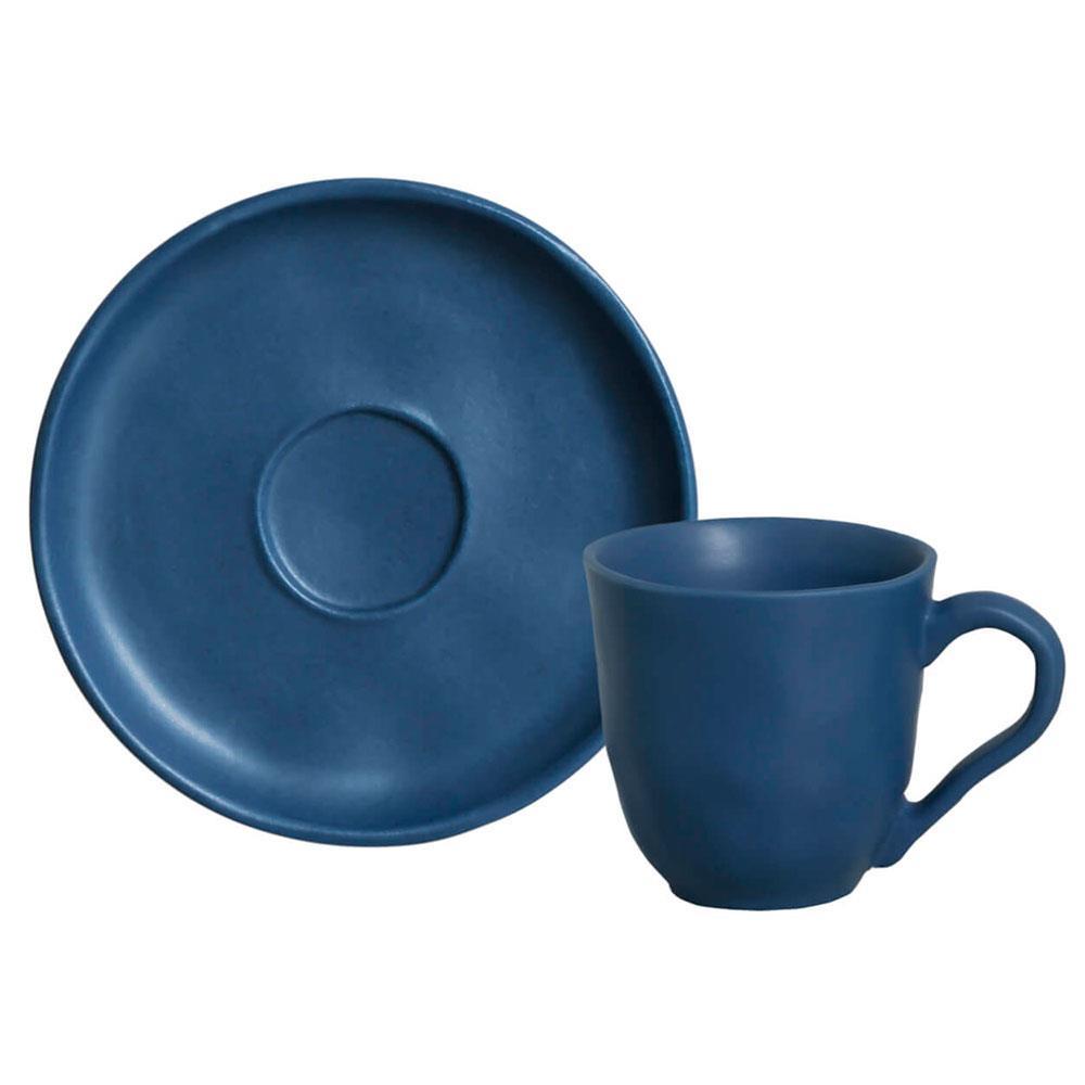 Conjunto com 6 Xícaras e Pires para Café Porto Brasil Bio Boreal em Stoneware Azul - 120 ml - 2