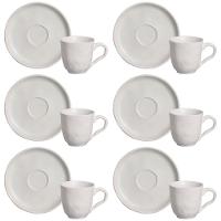 Conjunto com 6 Xícaras e Pires para Café Porto Brasil Bio Vit em Stoneware Cinza - 120 ml - 1