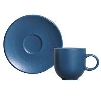 Conjunto com 6 Xícaras e Pires para Café Porto Brasil Coup Boreal em Stoneware Azul - 97 ml - 2