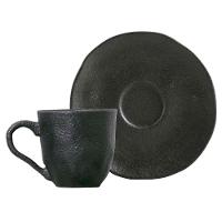 Conjunto com 6 Xícaras e Pires para Café Porto Brasil Carbon em Stoneware Preto - 120 ml - 2