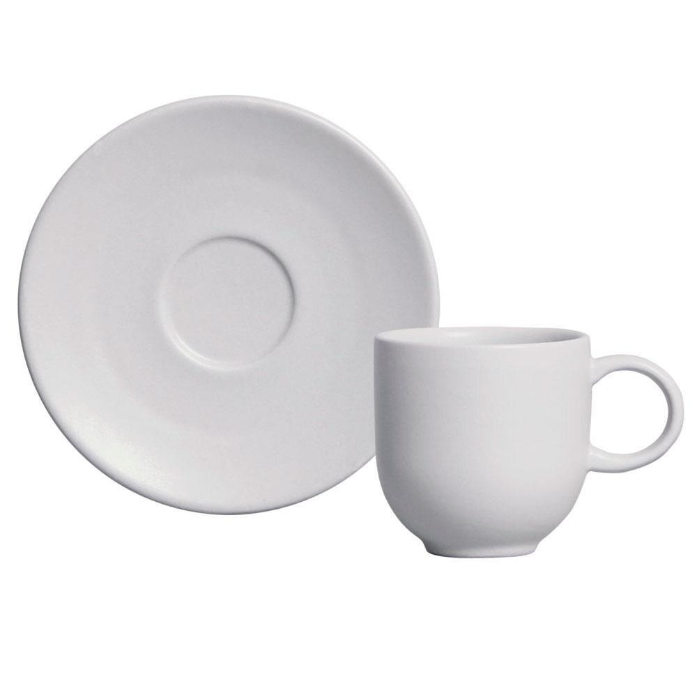 Conjunto com 6 Xícaras e Pires para Café Porto Brasil Coup Vit em Stoneware Cinza - 97 ml - 2