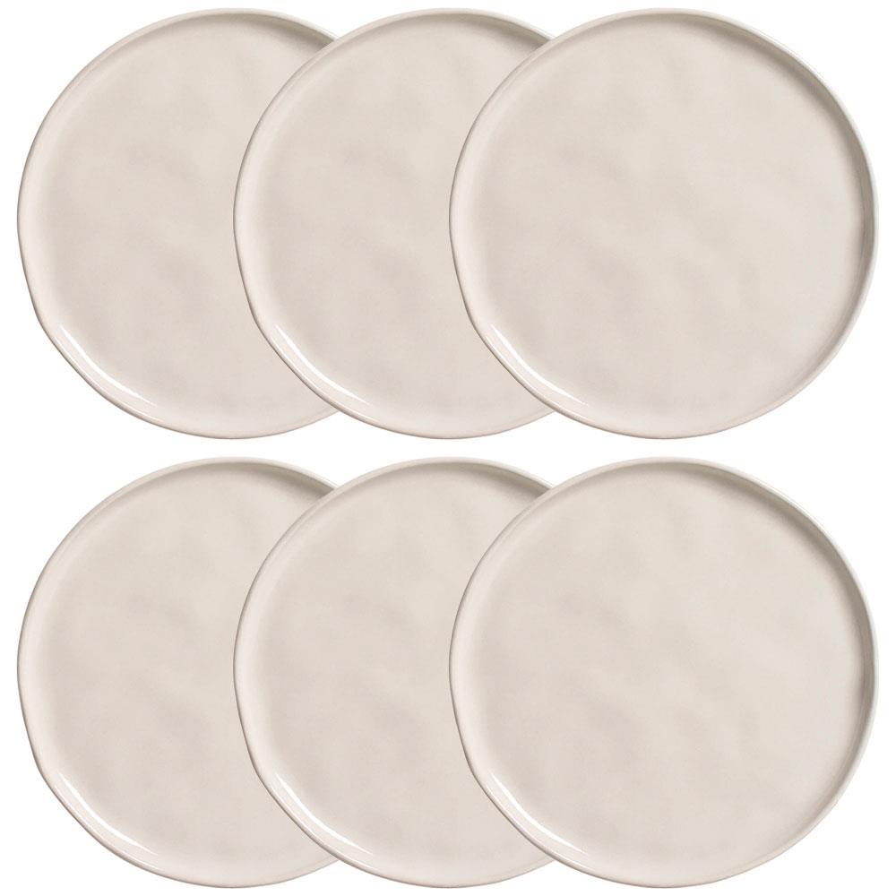 Conjunto com 6 Pratos de Sobremesa Porto Brasil Bio Clay em Stoneware 21,5cm – Areia - 1