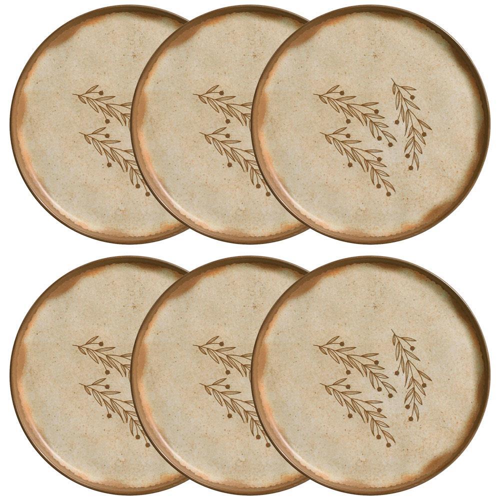 Conjunto com 6 Pratos de Sobremesa Porto Brasil Bio Nativa em Stoneware 21,5cm – Cinza - 1