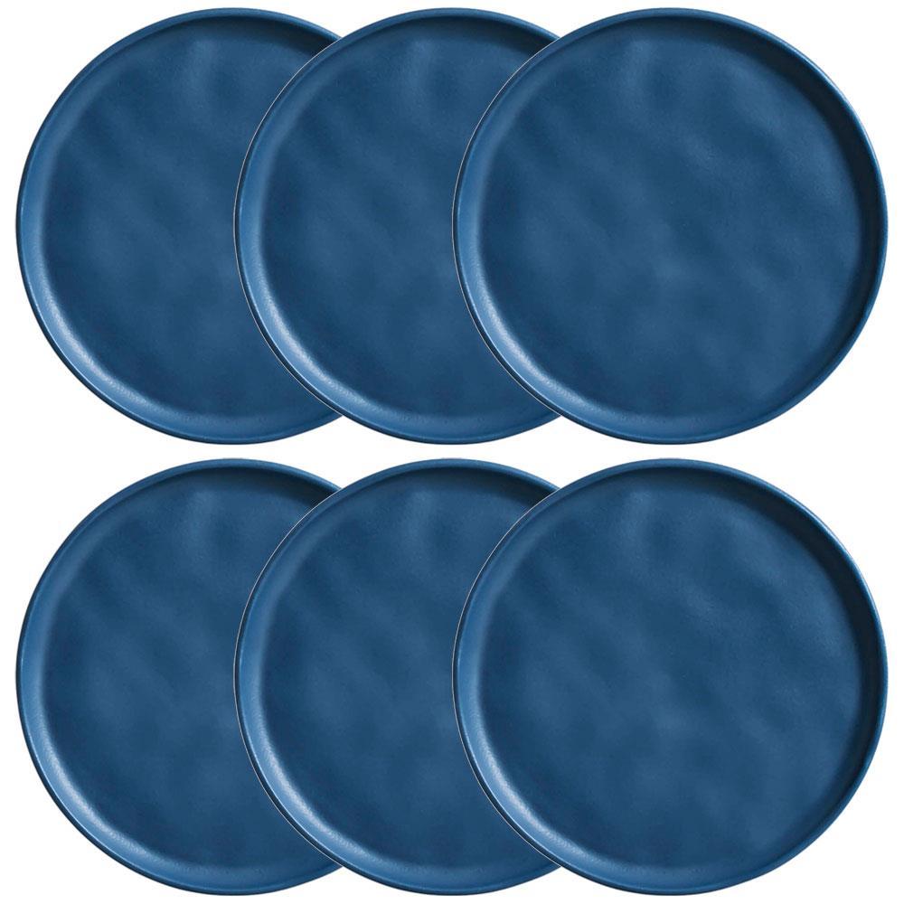 Conjunto com 6 Pratos de Sobremesa Porto Brasil Bio Boreal em Stoneware 21,5cm – Azul - 1