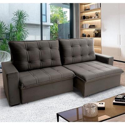 Sofá 3 Lugares Hellen Azure Retrátil/Reclinável, Revestido em Tecido Veludo e 300 cm de Largura